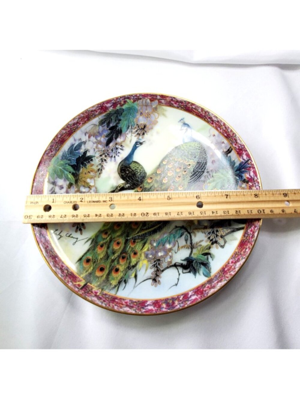 Beauty Peacock Plate By Lily Chang Gardens Of Paradise 1993 COA - Picture 4 of 12